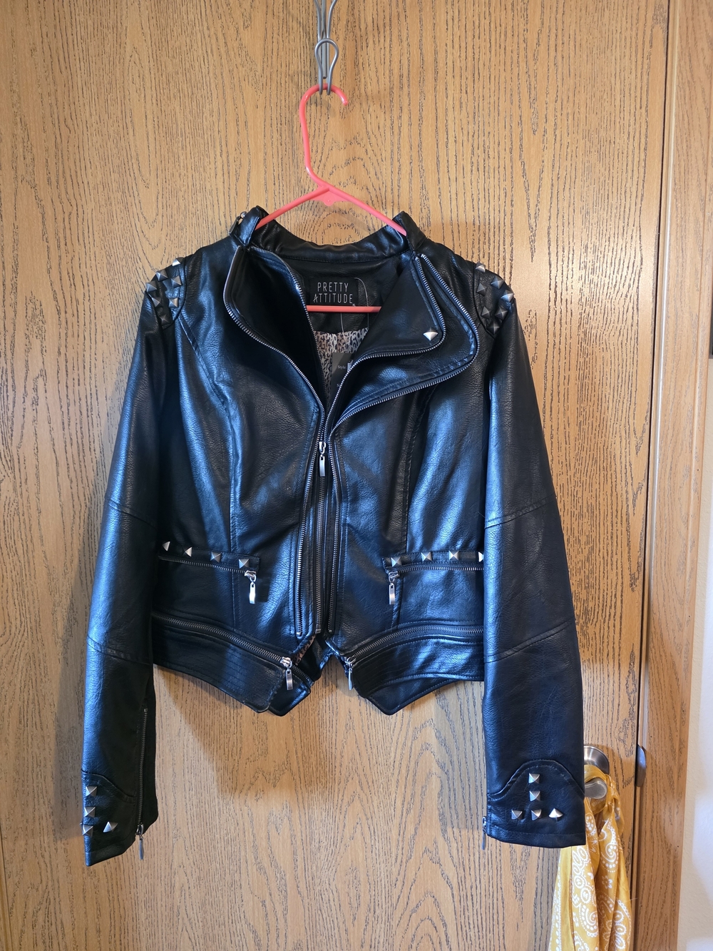 Black Studded Faux Leather Moto Jacket
